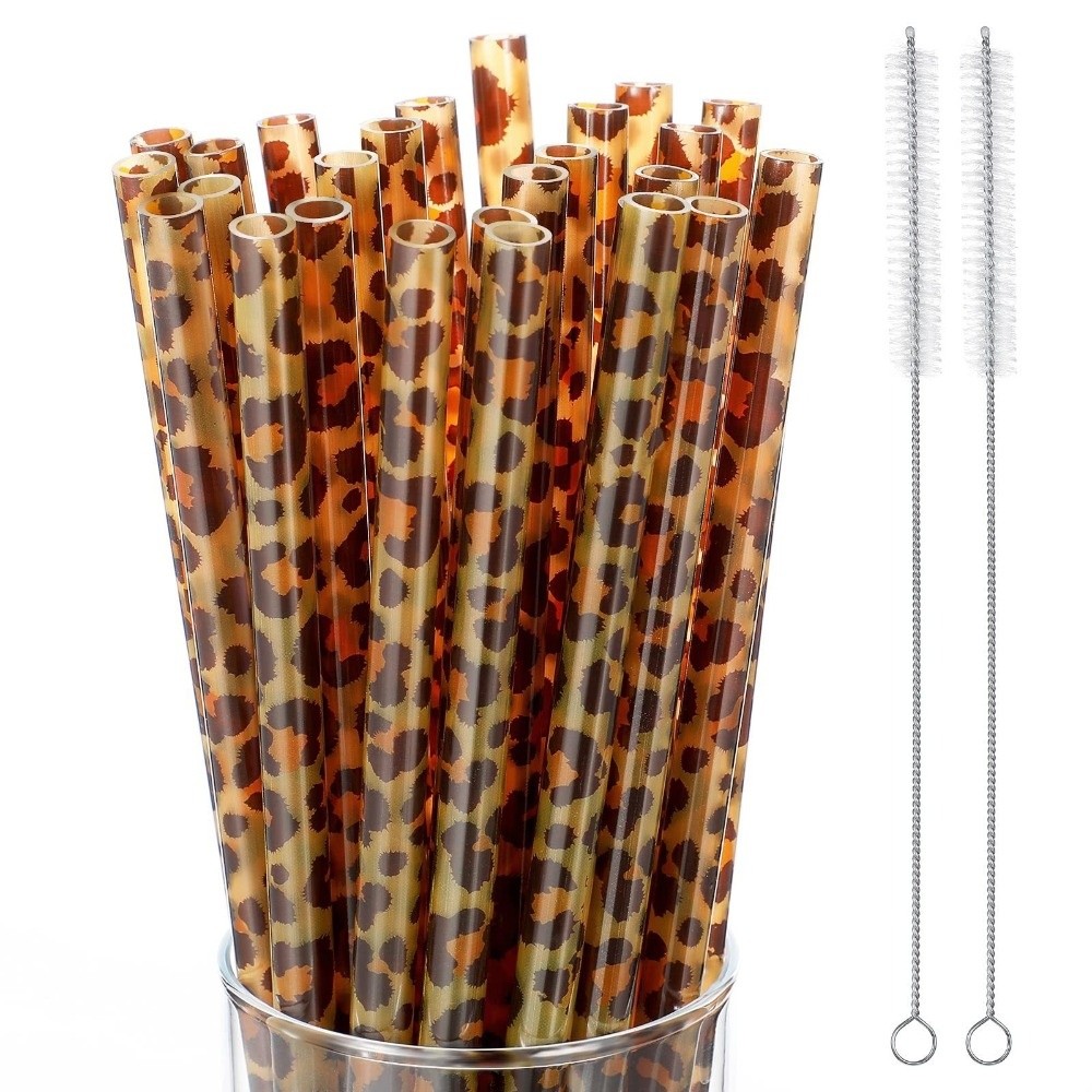 Reusable Straw - Sedotan Minum Motif Leopard Trendi, Sedotan