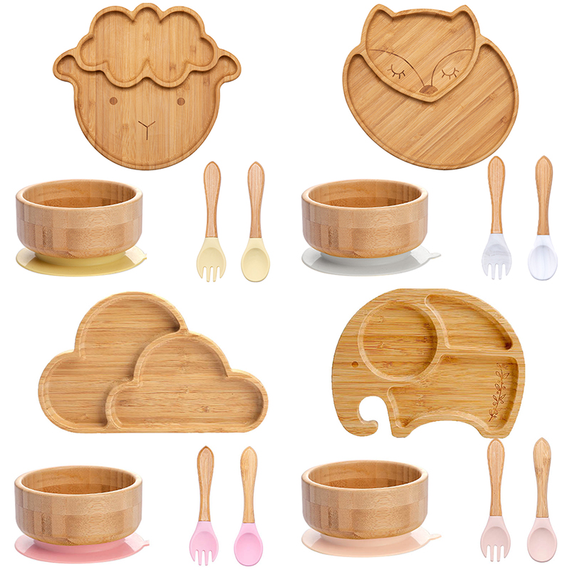 Bamboo Cutlery - 4 Buah Peralatan Makan Anak-anak Mangkuk