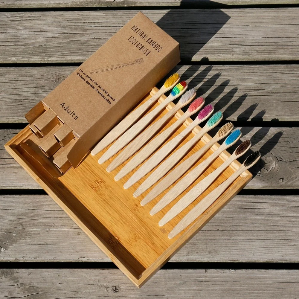 10 Buah Sikat Gigi Warna-warni - Bamboo Toothbrush ulasan dan harga
